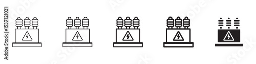 Transformer icons in black outline, solid and colored style