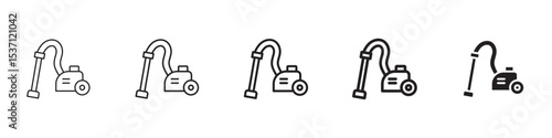 Vacuum cleaner icons in black outline, solid and colored style