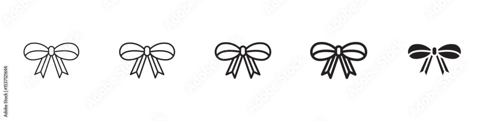 Ribbon icons in black outline, solid and colored style Ribbon icons in black outline, solid and colored style