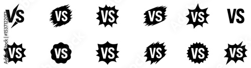 Versus icons set. VS letters set. Battle icons. Set of versus logo letters. VS or versus symbol design template for sports, fight, competition, battle, match, game. 