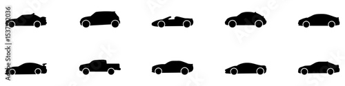 Car icon. Car type icons set. Model automobile. Various vehicle icon. Car body types. Vector illustration. EPS