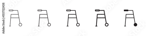 Walker icons in black outline, solid and colored style