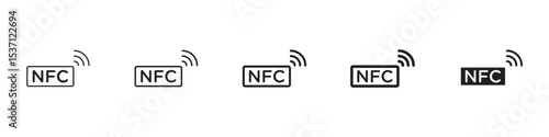 Nfc icons in black outline, solid and colored style