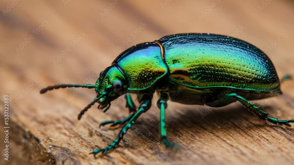 Iridescent beetle macro photography showing detailed green and blue colors Iridescent beetle macro photography showing detailed green and blue colors