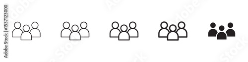 People icons in black outline, solid and colored style
