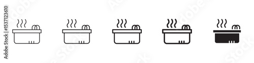 Hot tub icons in black outline, solid and colored style