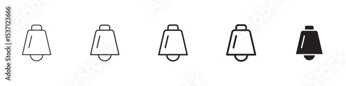 Cowbell icons in black outline, solid and colored style