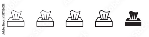 Box tissue icons in black outline, solid and colored style