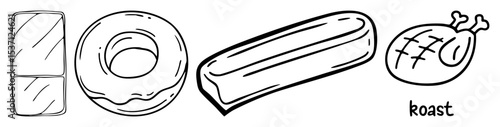 Vector Culinary : Roast Donut Bread and Meat