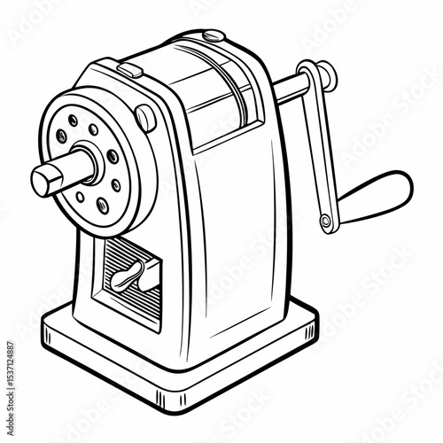 Vintage pencil sharpener hand crank illustration
