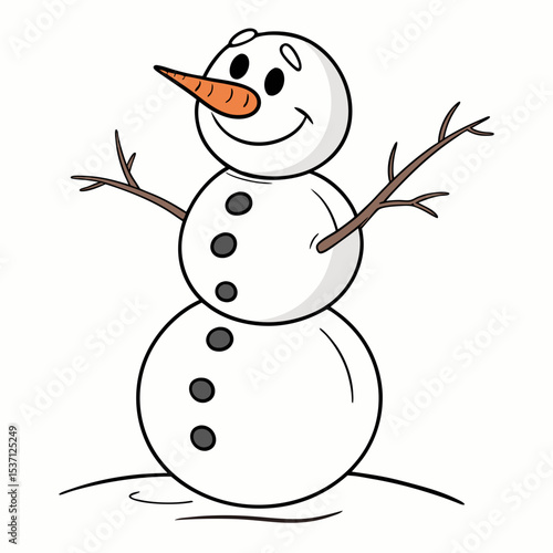 Happy snowman illustration isolated on white background
