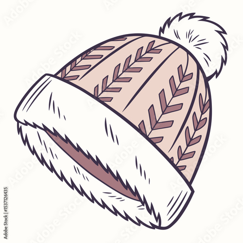 Cozy winter knit beanie hat with pom pom