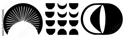 Vector Abstract Vector Shapes: Fan Cups and Ellipse