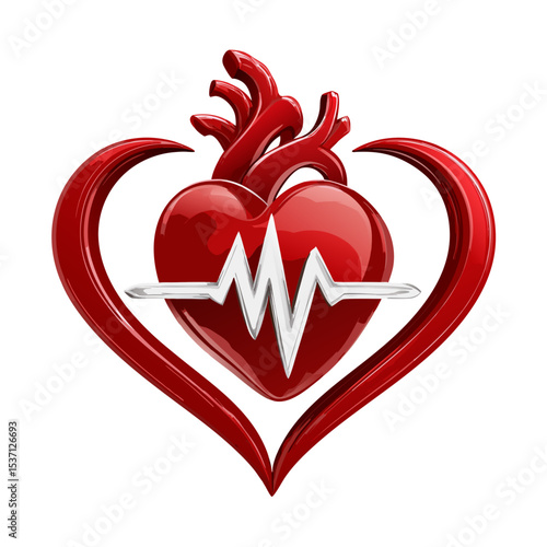 Healthcare love monitor icon outline stock vector