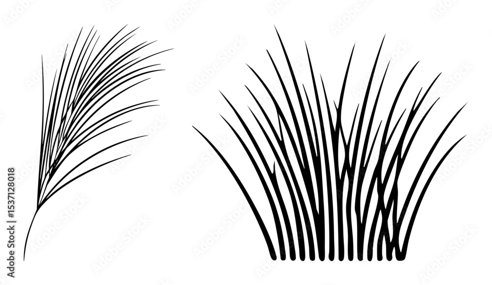 Obraz premium Vector Stylized Grass Tufts