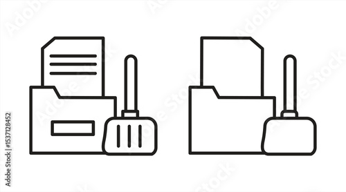 Data Cleanup icon, line symbol sign, isolated on white background, vector illustration.