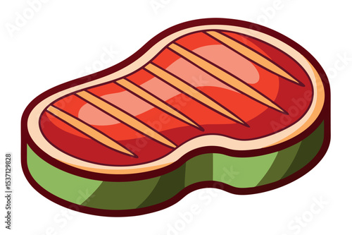 Grilled steak slice ready for cooking on a barbeque grill during a summer cookout