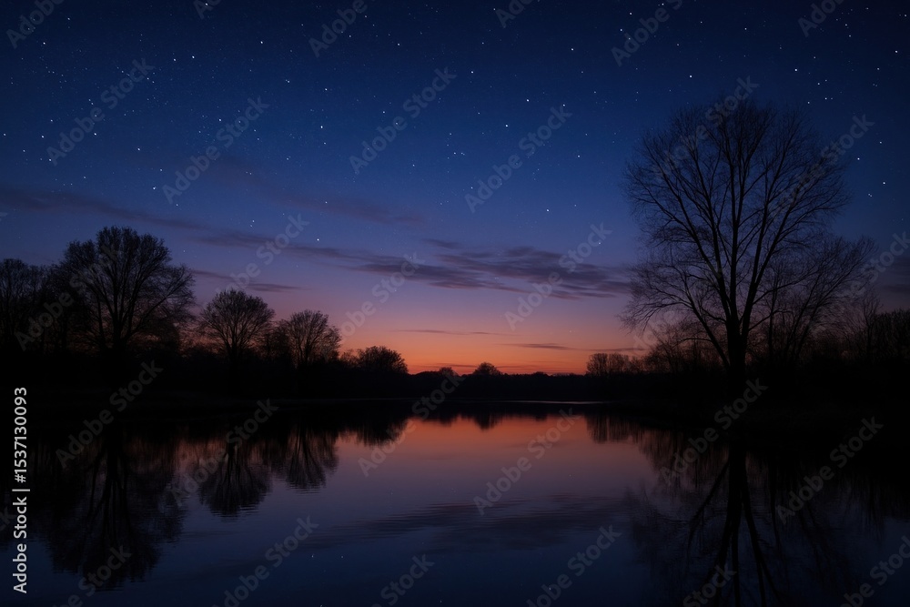 Fototapeta premium Serene twilight lake reflection