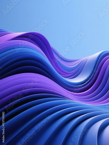 Abstract Wavy Layers in Blue and Purple Tones