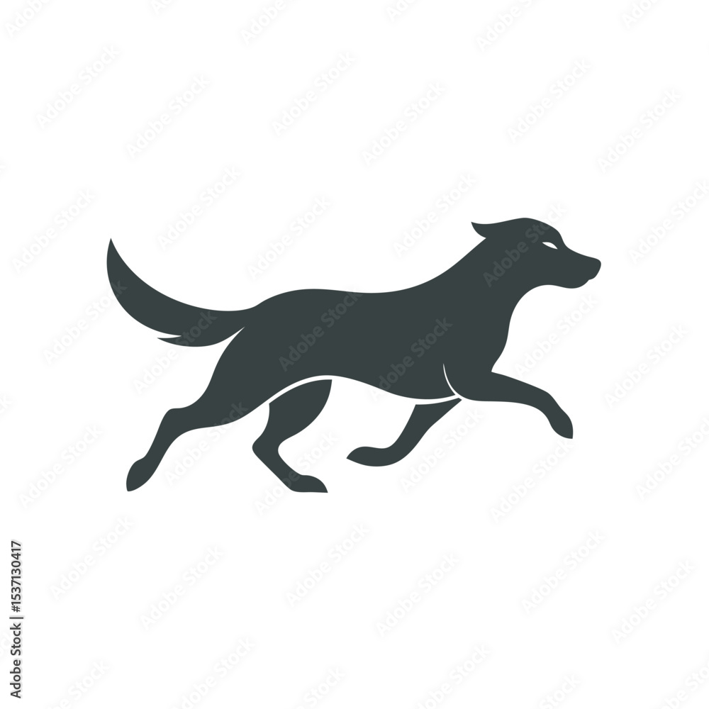 Naklejka premium Labrador Retriever Running Silhouette Illustration