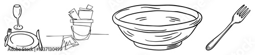 Vector Culinary Utensils and Food Container Vector