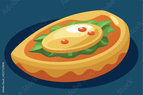 Colorful traditional pastry with rich filling displayed on a dark background