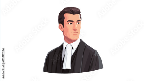 A digital painting or illustration depicting a headshot of a man, presumably a lawyer, wearing a dark suit and a white collared shirt with a neckband.  The style is painterly
