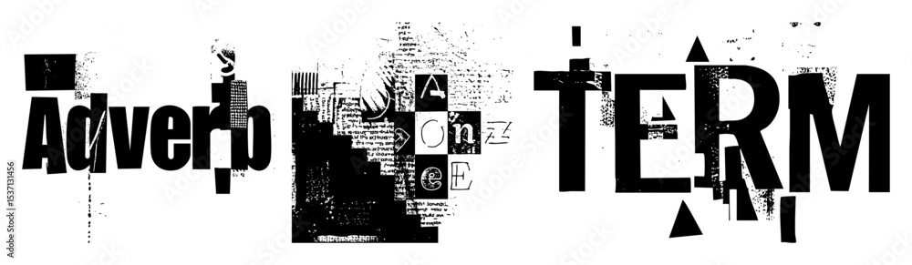 Obraz premium Vector Bold typographic features the words Adverb and TERM.