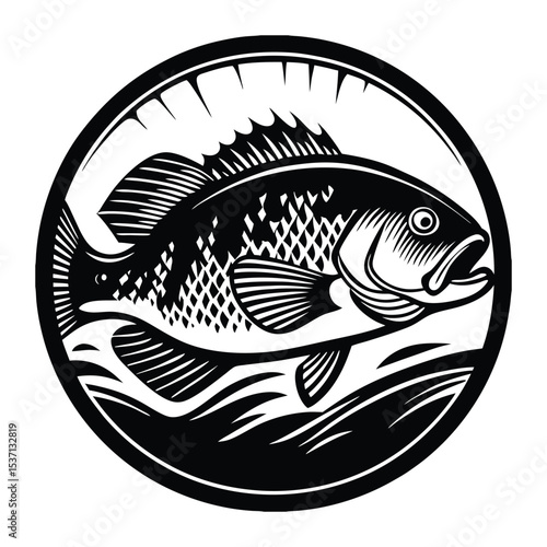 Trophy of a freshwater perch fish with realistic scales and water details ideal for fishing themes isolated on transparent background, png