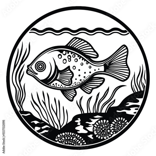 Trophy of a freshwater perch fish with realistic scales and water details ideal for fishing themes isolated on transparent background, png