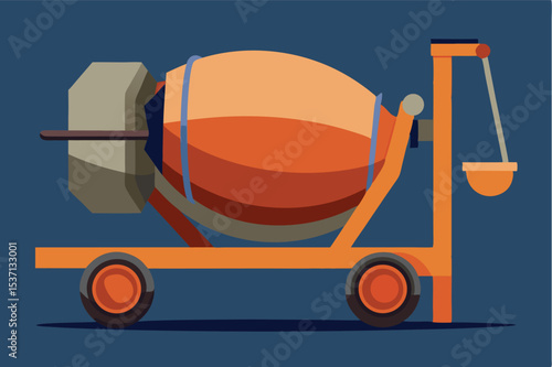 Construction equipment shows concrete mixer on wheels in vivid colors for efficient building work