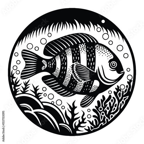 Trophy of a freshwater perch fish with realistic scales and water details ideal for fishing themes isolated on transparent background, png