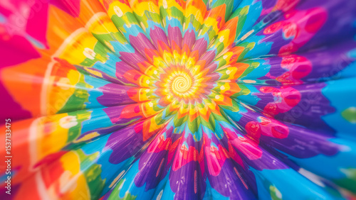 Colorful Spiral Pattern with Vibrant Rainbow Swirls for Background or Design Use