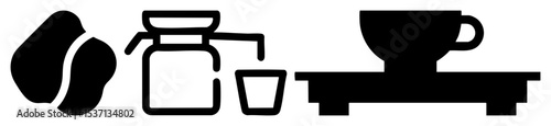 Vector Coffee Preparation : Beans Brewer and Cup