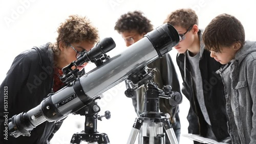 Kids Exploring Astronomy with Telescopes Outdoors