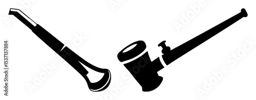 Vector Elegant smoking pipes and inkwell