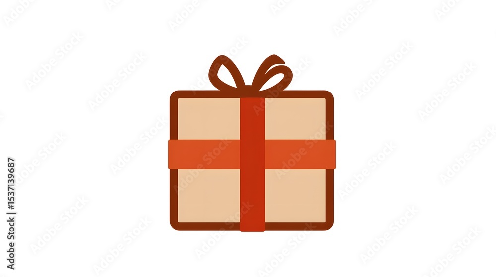 Fototapeta premium Simple Gift Box Icon Illustration Red Ribbon Present Package