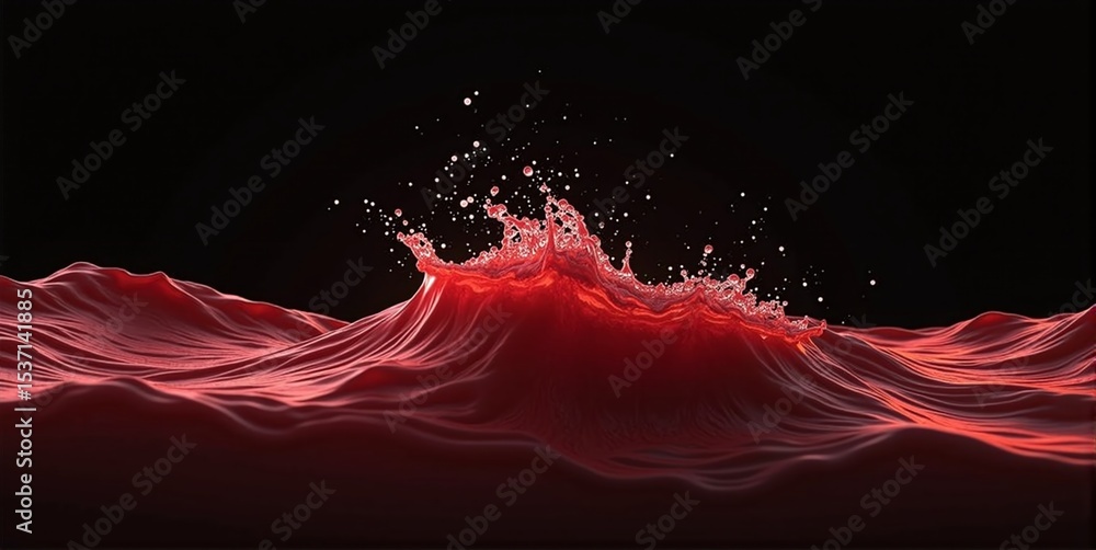 Close-up of red waves and splashing water against a dark background Close-up of red waves and splashing water against a dark background