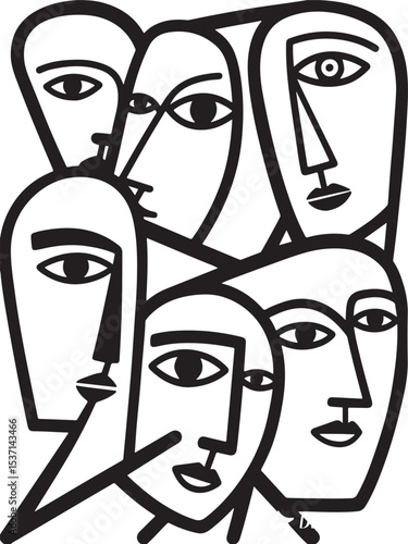 A vibrant vector set of theater masks, depicting comedy and drama, embodies the art of disguise and human expression for carnival masquerades