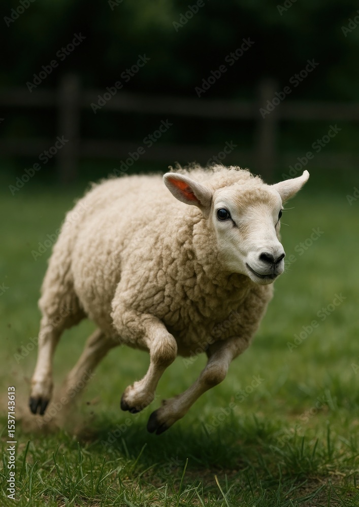 Energetic sheep leaping outdoors gracefully. Energetic sheep leaping outdoors gracefully.