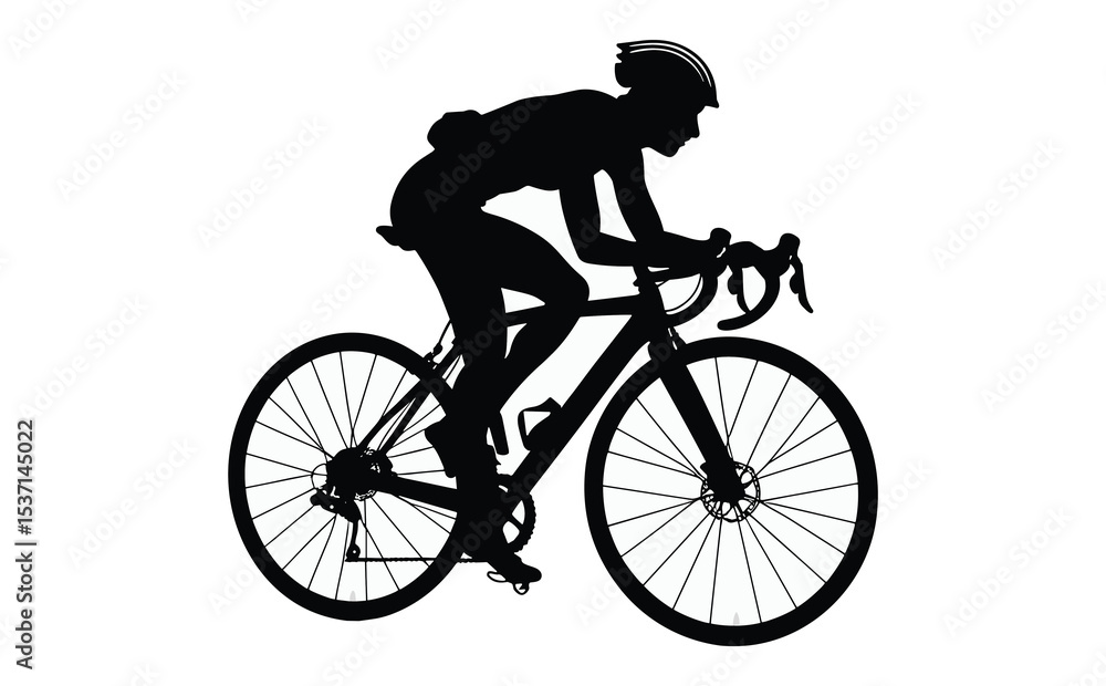 Fototapeta premium Woman Riding Bicycle Silhouette Isolated on White Background