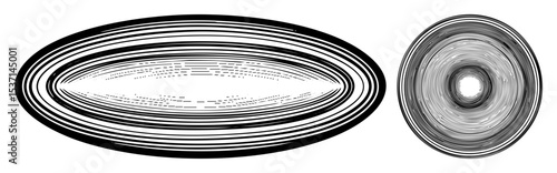 Vector Concentric circles create abstract elliptical forms.