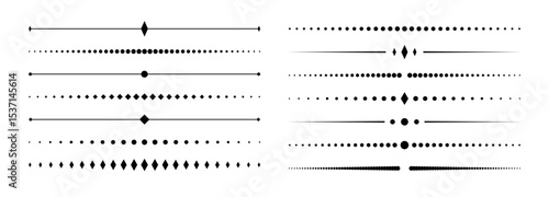 Decorative dividers set. Abstract geometric minimal dotted border text separator vector lines