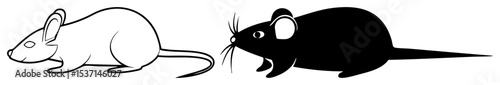 Vector Stylized rodents a white rabbit and a black mouse are depicted in a playful .