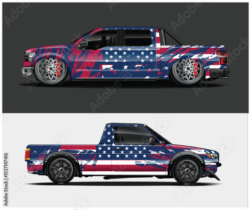 Patriotic American Flag Truck Wraps Design Templates
