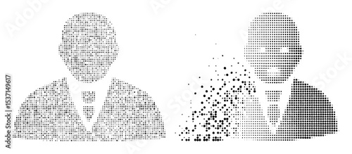Vector Abstract portrait of two figures dissolving into dots