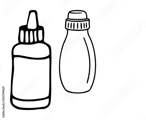 Vector Bottles with dropper and screw cap .