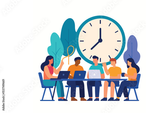 vector of a group of people having a meeting