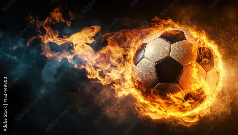 Naklejka premium Fiery soccer ball in motion (1)