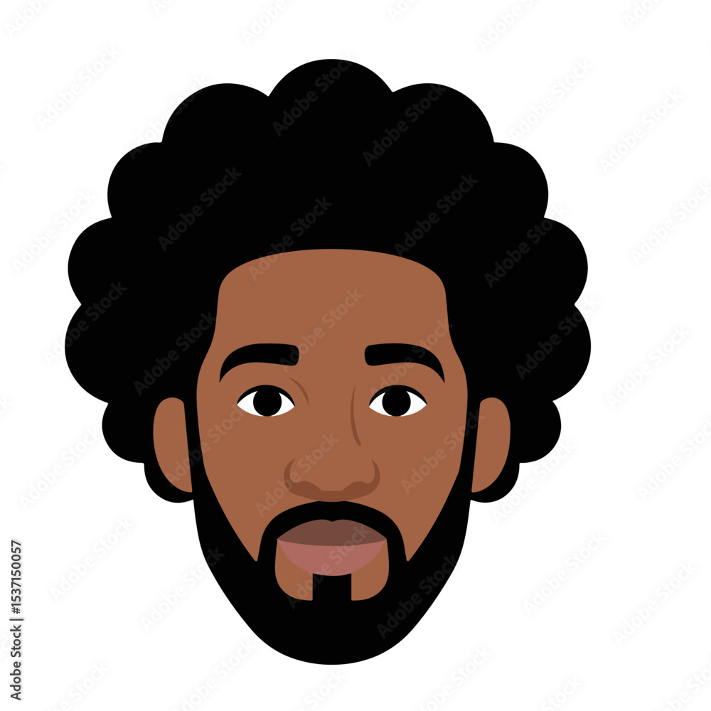 Flat illustration of a man with an afro hairstyle Flat illustration of a man with an afro hairstyle